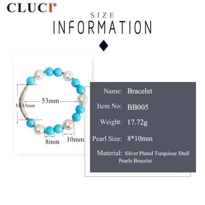 10mm Turquoise Shell Pearl Bracelet for Women Party Gift