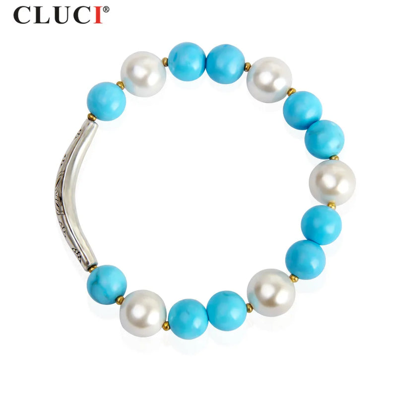 10mm Turquoise Shell Pearl Bracelet for Women Party Gift