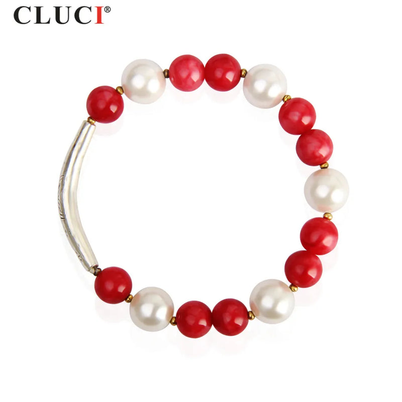 Shell Pearl Bracelet Red Jade Jewelry BB004SB