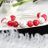 Shell Pearl Bracelet Red Jade Jewelry BB004SB