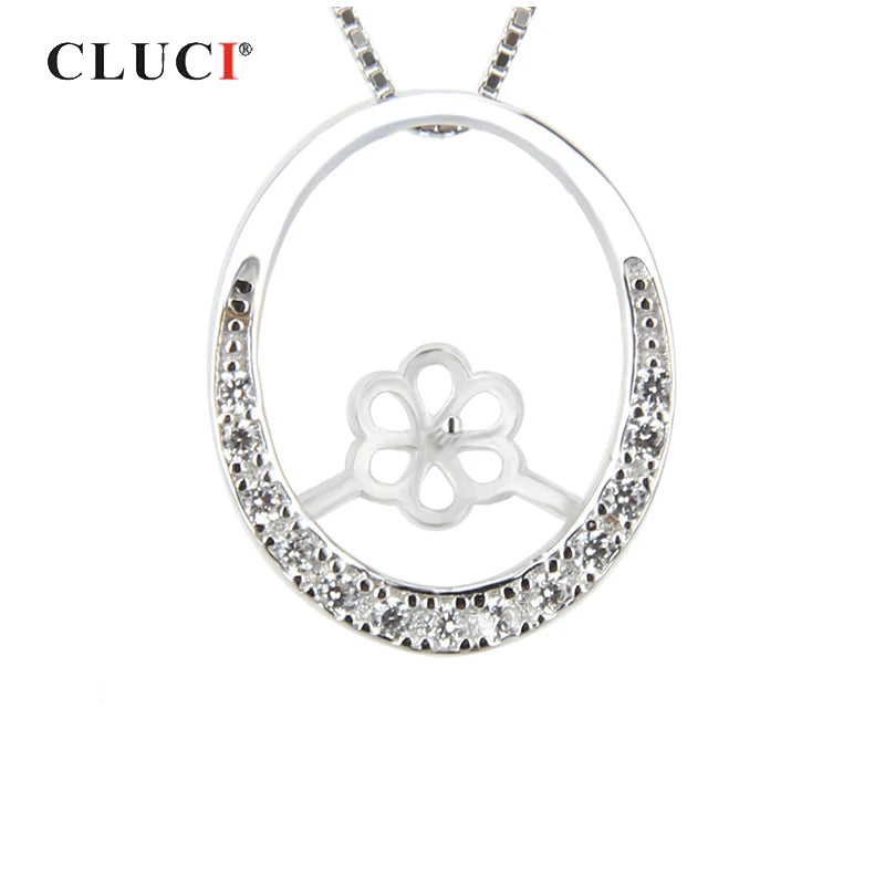925 Silver Oval Pearl Pendant Mounting for Women - SP035SB