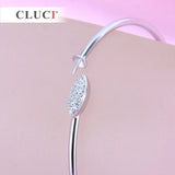 Adjustable 925 Silver Leaf Bracelet for Office Lady