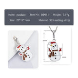 925 Silver Christmas Snowman Pendant - Women Girls Kids DP041SB