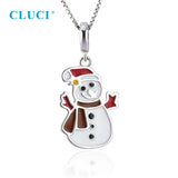 925 Silver Christmas Snowman Pendant - Women Girls Kids DP041SB
