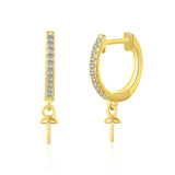 925 Silver CZ Dangle Stud Earrings for Women DIY Party Wedding