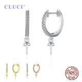 925 Silver CZ Dangle Stud Earrings for Women DIY Party Wedding