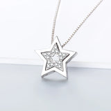 925 Sterling Silver Double Star Pendant for Women Necklace