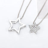 925 Sterling Silver Double Star Pendant for Women Necklace