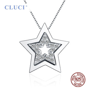 925 Sterling Silver Double Star Pendant for Women Necklace