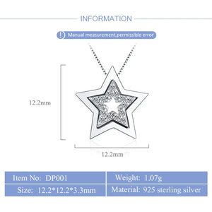 925 Sterling Silver Double Star Pendant for Women Necklace