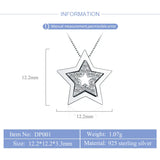 925 Sterling Silver Double Star Pendant for Women Necklace