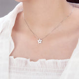 925 Sterling Silver Double Star Pendant for Women Necklace
