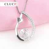 925 Silver Water Drop Pendant Necklace Choker Collar Lady Gift