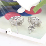 925 Silver Flower Stud Earrings with Zircon for Women