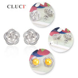 925 Silver Flower Stud Earrings with Zircon for Women