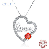 925 Silver Heart Charm Pendant Cubic Zircon Love Gift DP004SB