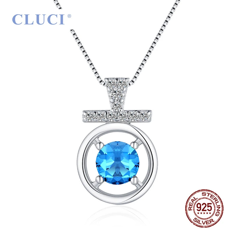 Silver 925 Round Pendant with Zircon Charms Jewelry DP019SB