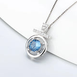 Silver 925 Round Pendant with Zircon Charms Jewelry DP019SB