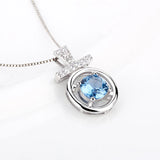 Silver 925 Round Pendant with Zircon Charms Jewelry DP019SB