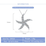 925 Silver Starfish Pendant for Women Necklace Zircon Starfish Charms DP020SB