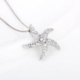925 Silver Starfish Pendant for Women Necklace Zircon Starfish Charms DP020SB