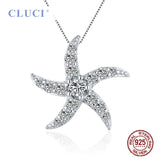 925 Silver Starfish Pendant for Women Necklace Zircon Starfish Charms DP020SB