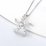 925 Silver Starfish Pendant for Women Necklace Zircon Starfish Charms DP020SB