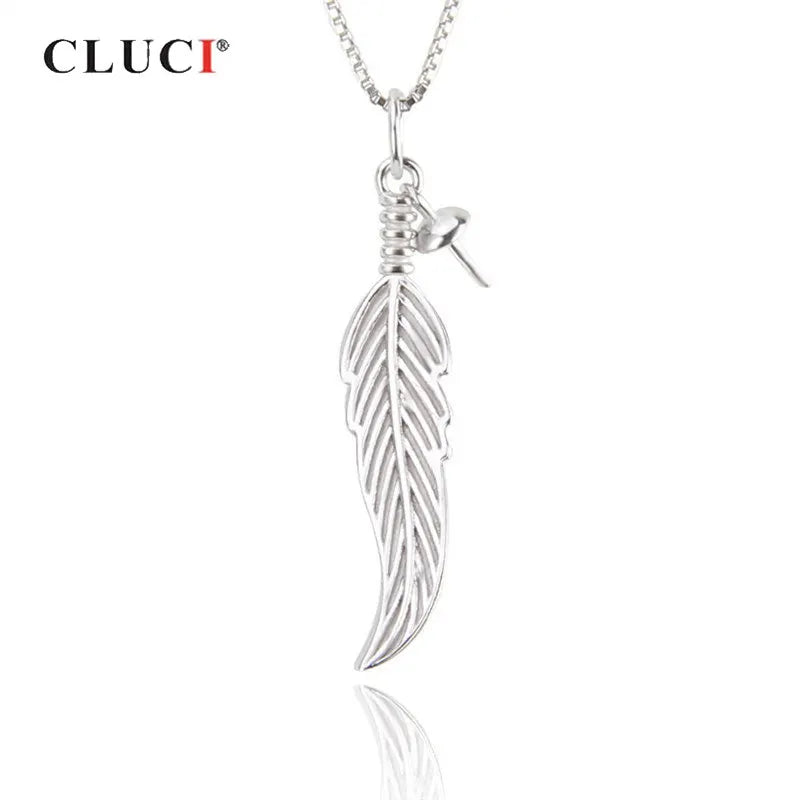 Sterling Silver 925 Feather Pendant Necklace for Women