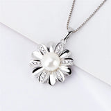 925 Silver Zircon Flower Pendant for Women SP422SB