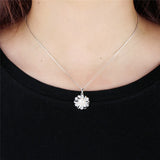 925 Silver Zircon Flower Pendant for Women SP422SB
