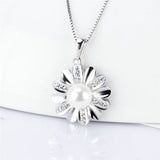 925 Silver Zircon Flower Pendant for Women SP422SB