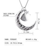 Real Silver 925 Half Moon Heart Women Valentine Gift Pendant Jewelry SP449SB