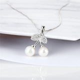925 Silver Leaf Pendant Necklace Zircon Charms SP301SB