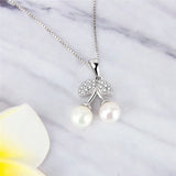 925 Silver Leaf Pendant Necklace Zircon Charms SP301SB
