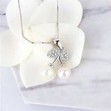 925 Silver Leaf Pendant Necklace Zircon Charms SP301SB