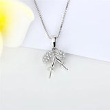 925 Silver Leaf Pendant Necklace Zircon Charms SP301SB
