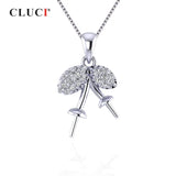 925 Silver Leaf Pendant Necklace Zircon Charms SP301SB