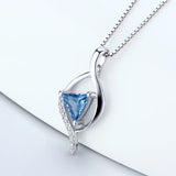 Real Silver 925 Necklace Pendant Big Triangle Zircon DP012SB