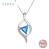 Real Silver 925 Necklace Pendant Big Triangle Zircon DP012SB