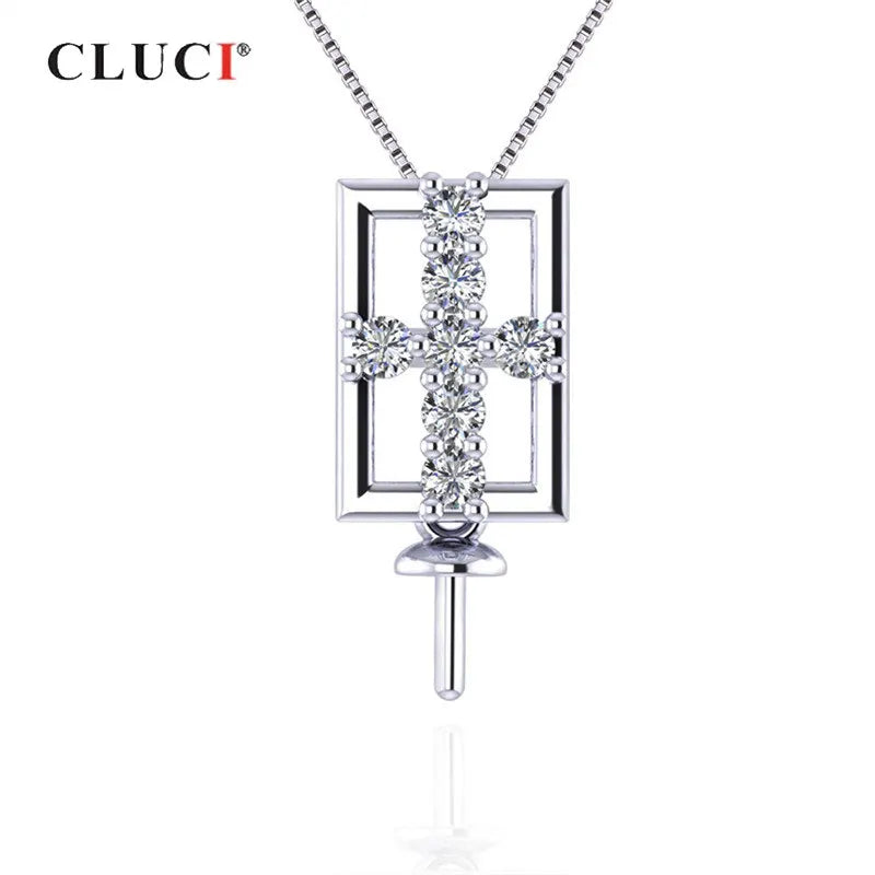 925 Silver Zircon Cross Pendant for Women Necklace