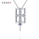 925 Silver Zircon Cross Pendant for Women Necklace