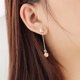 Silver Zircon Pearl Earring Mounting Women Wedding Sterling Silver Jewelry