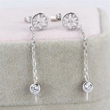 Silver Zircon Pearl Earring Mounting Women Wedding Sterling Silver Jewelry