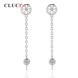 Silver Zircon Pearl Earring Mounting Women Wedding Sterling Silver Jewelry