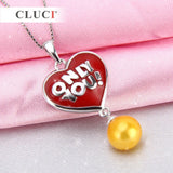 Red Heart Silver 925 Pearl Pendant Mounting for Women Jewelry Making
