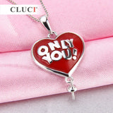 Red Heart Silver 925 Pearl Pendant Mounting for Women Jewelry Making