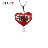 Red Heart Silver 925 Pearl Pendant Mounting for Women Jewelry Making