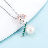 Romantic Rose Zircon 925 Sterling Silver Necklace Pendant