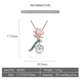Romantic Rose Zircon 925 Sterling Silver Necklace Pendant