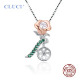 Romantic Rose Zircon 925 Sterling Silver Necklace Pendant